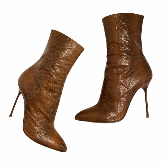 Sergio Rossi Snake Print Stiletto Boots Size 8.5 - Picture 4 of 12